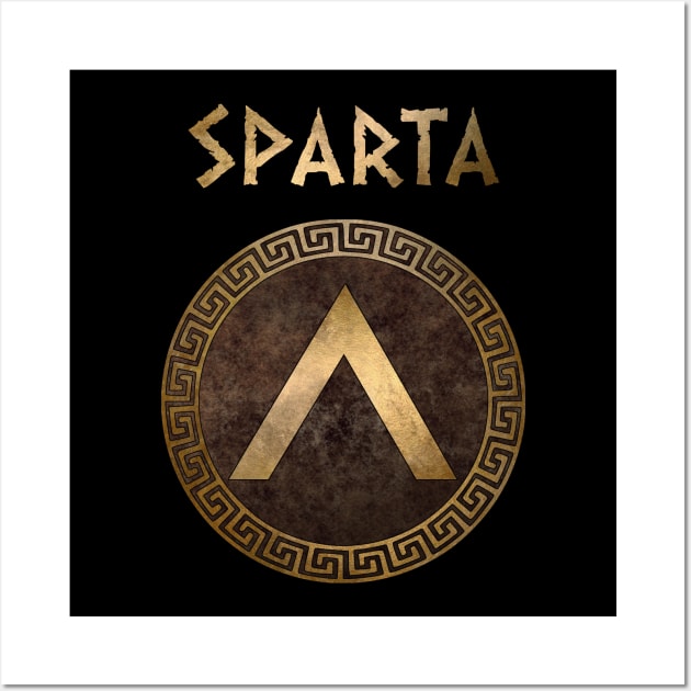 Sparta Ancient Spartan Shield Lambda Symbol Wall Art by AgemaApparel